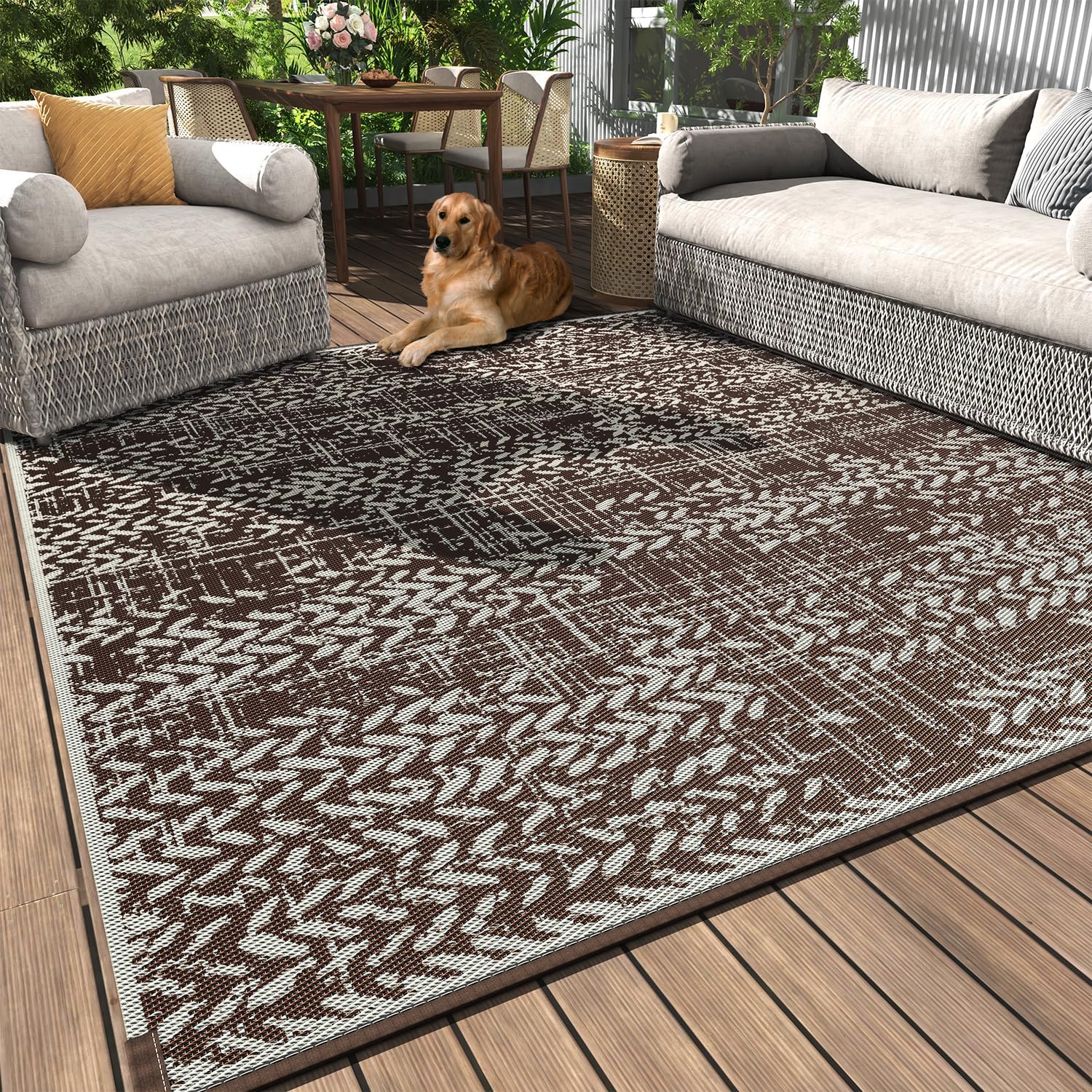 MontVoo Outdoor Rug 8x10 Waterproof Mat for Patio and Camping