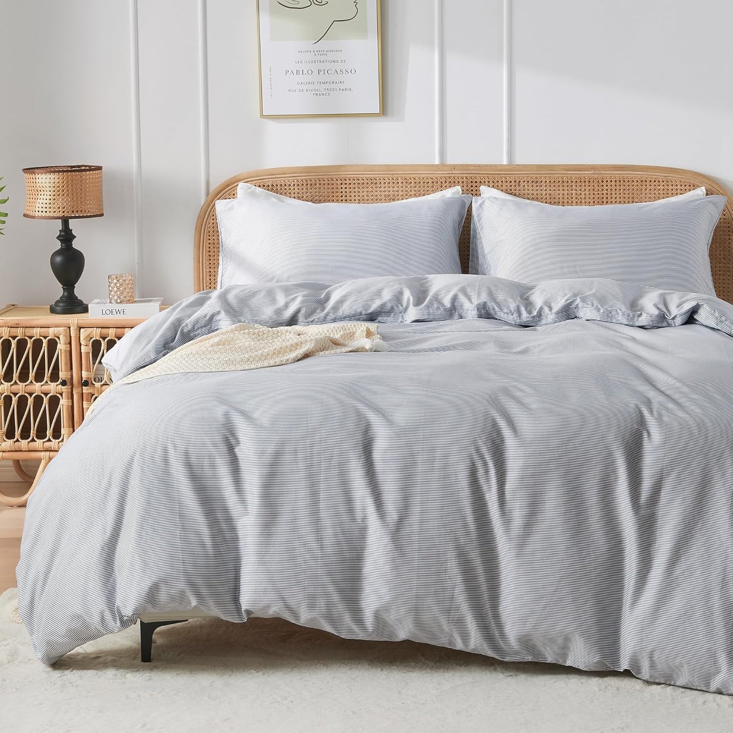 JELLYMONI 100% Natural Cotton Striped Duvet Cover Set Review