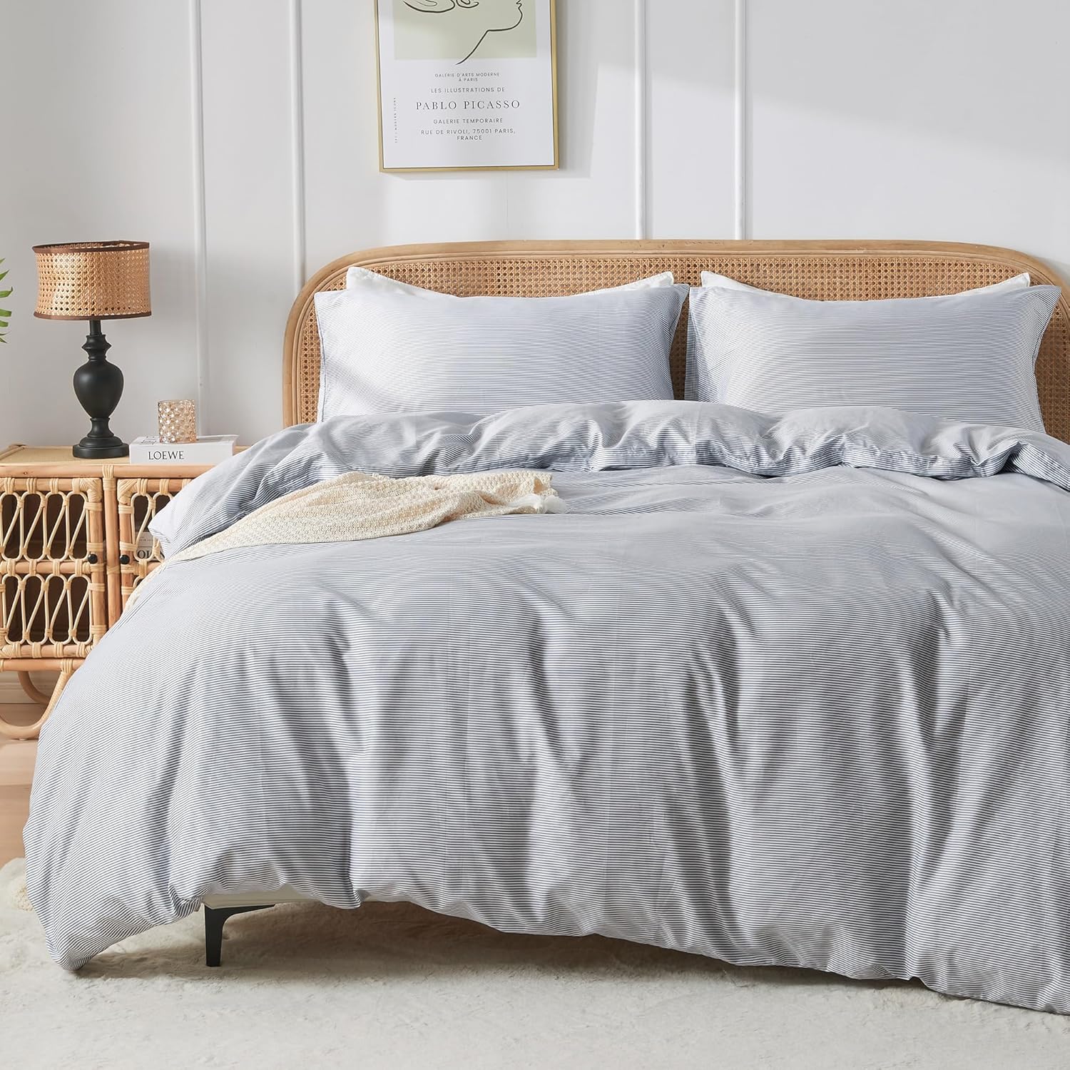 JELLYMONI 100% Natural Cotton Striped Duvet Cover Set Review