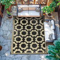 Waterproof Outdoor Rug 6X9 Black Beige - Durable Reversible Patio Rug