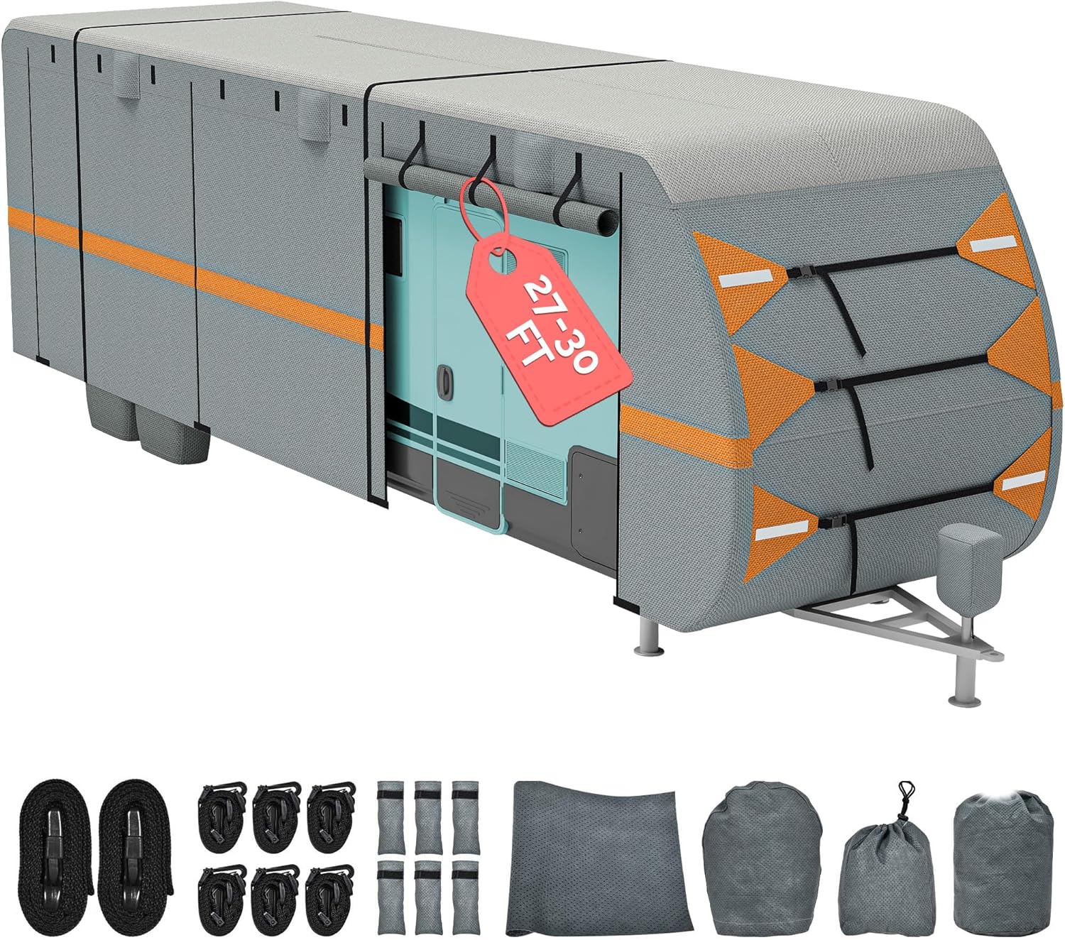 DWVO Travel Trailer Cover for 27-30FT RVs - Waterproof & Windproof