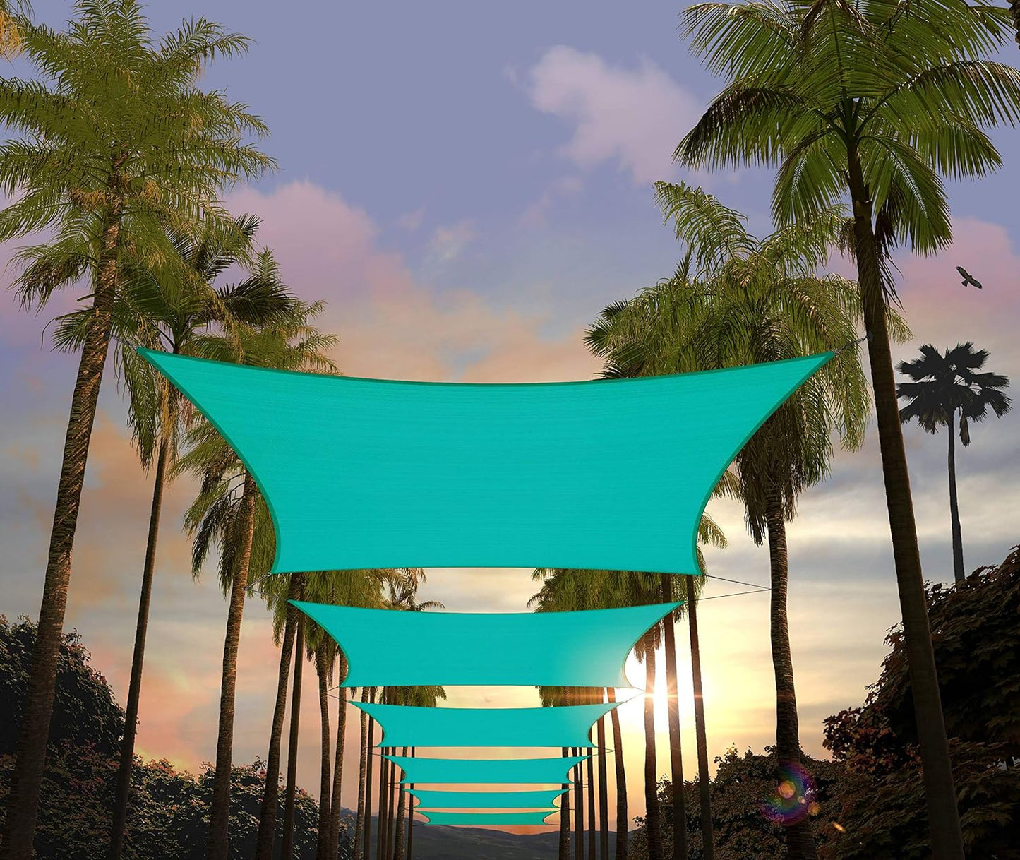 Custom Size 9ft x 20ft Turquoise Rectangle Sun Shade Sail Canopy
