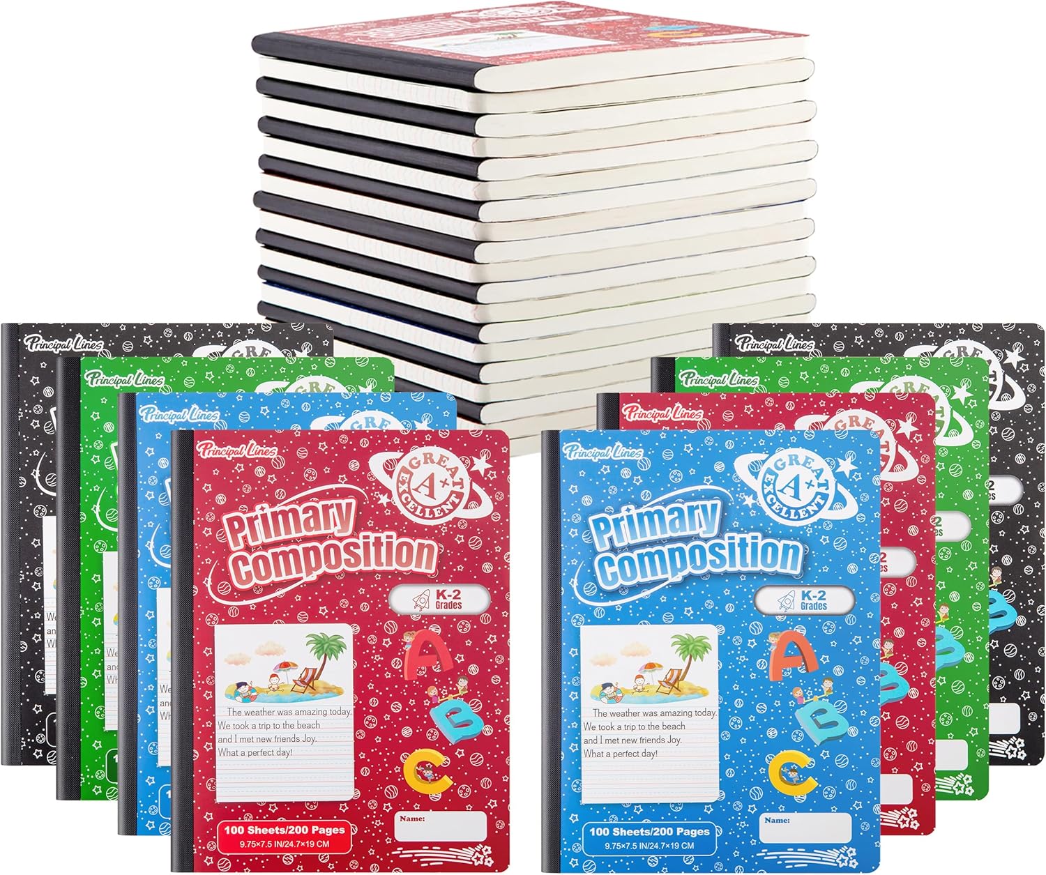 Primary Composition Notebook 24-Pack: Half Page Ruled for Kids - Perfect for Home Schooling!