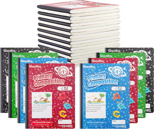 Primary Composition Notebook 24-Pack: Half Page Ruled for Kids - Perfect for Home Schooling!