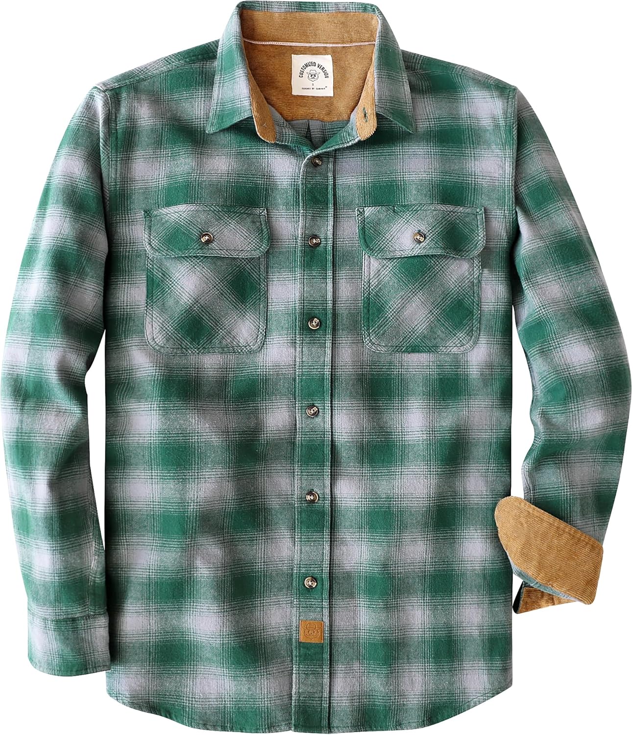 Dubinik Mens Flannel Shirt Long Sleeve Soft Cotton Utility Wear