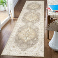 Hallway Runner Rug 2ft x 8ft Beige - Washable Non-Slip Boho Runner
