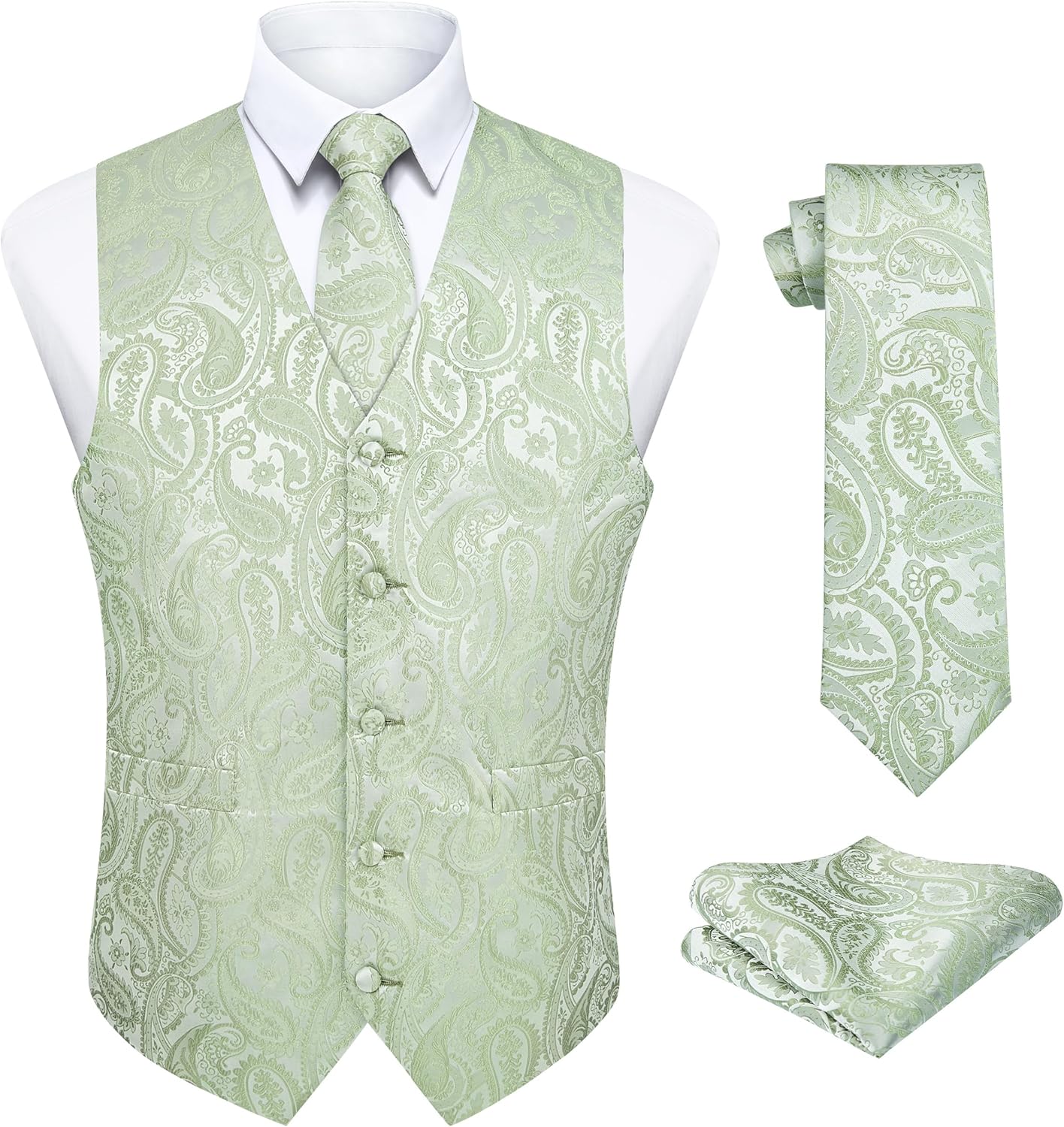 HISDERN V3-01 Men's 3PCS Formal Vest Set for Weddings and Parties