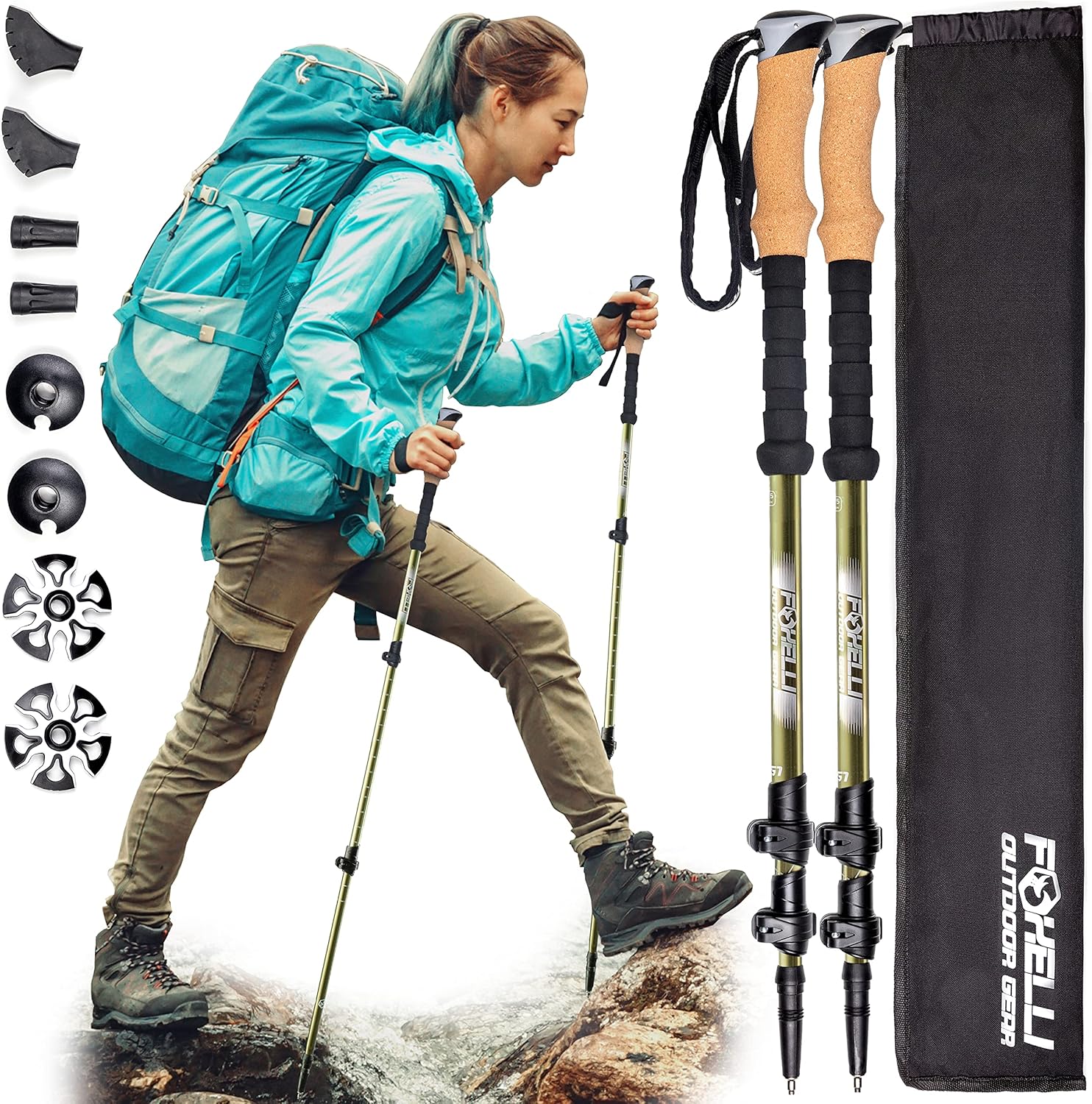 Foxelli Carbon Trekking Poles | Lightweight & Durable