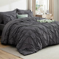 Bedsure Full Comforter Set Dark Grey - Full 7-Piece Pintuck Set