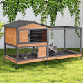 2-Story Rabbit Hutch with Chew-Proof Metal Frame - Spacious 62in