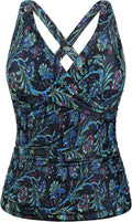 Underwire Tankini Top Twist V Neck for Big Busted Women - Support pads
