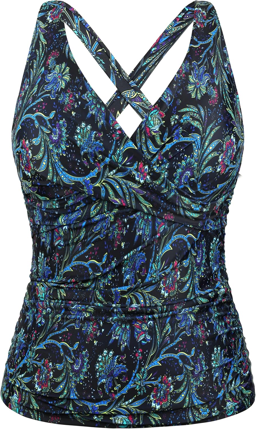 Firpearl Underwire Tankini Top for Big Busted Women