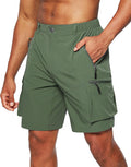 Pudolla Men's Hiking Cargo Shorts Quick Dry Outdoor Travel Shorts rays