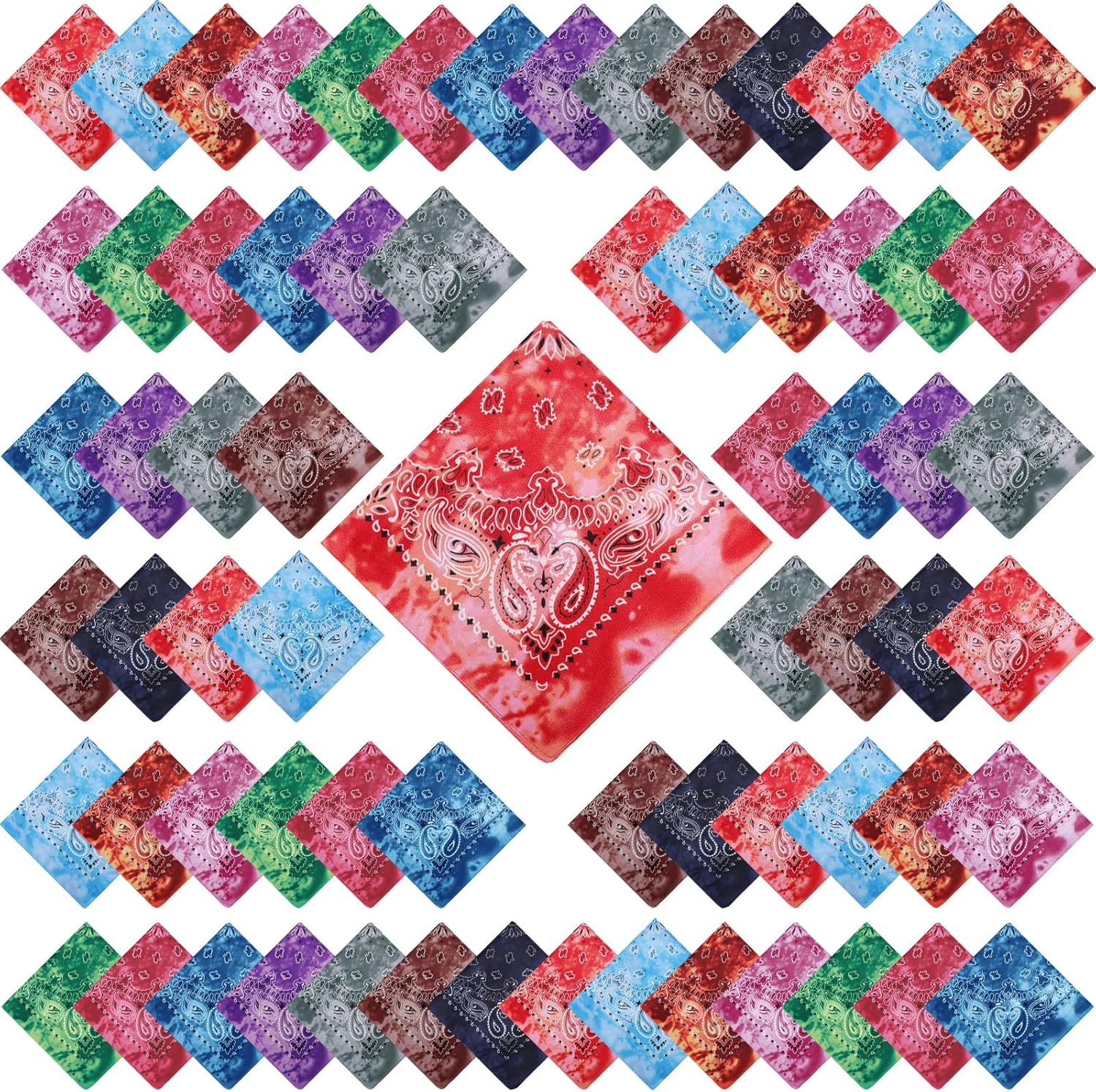 100 Pack Unisex Paisley Bandanas for Parties and Daily Use