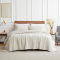 Beige Cotton Quilt King Size Bedding Set - Lightweight All-Season