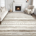 Tortania Area Rug 8x10 Washable Neutral Boho Rug - Soft Low Pile