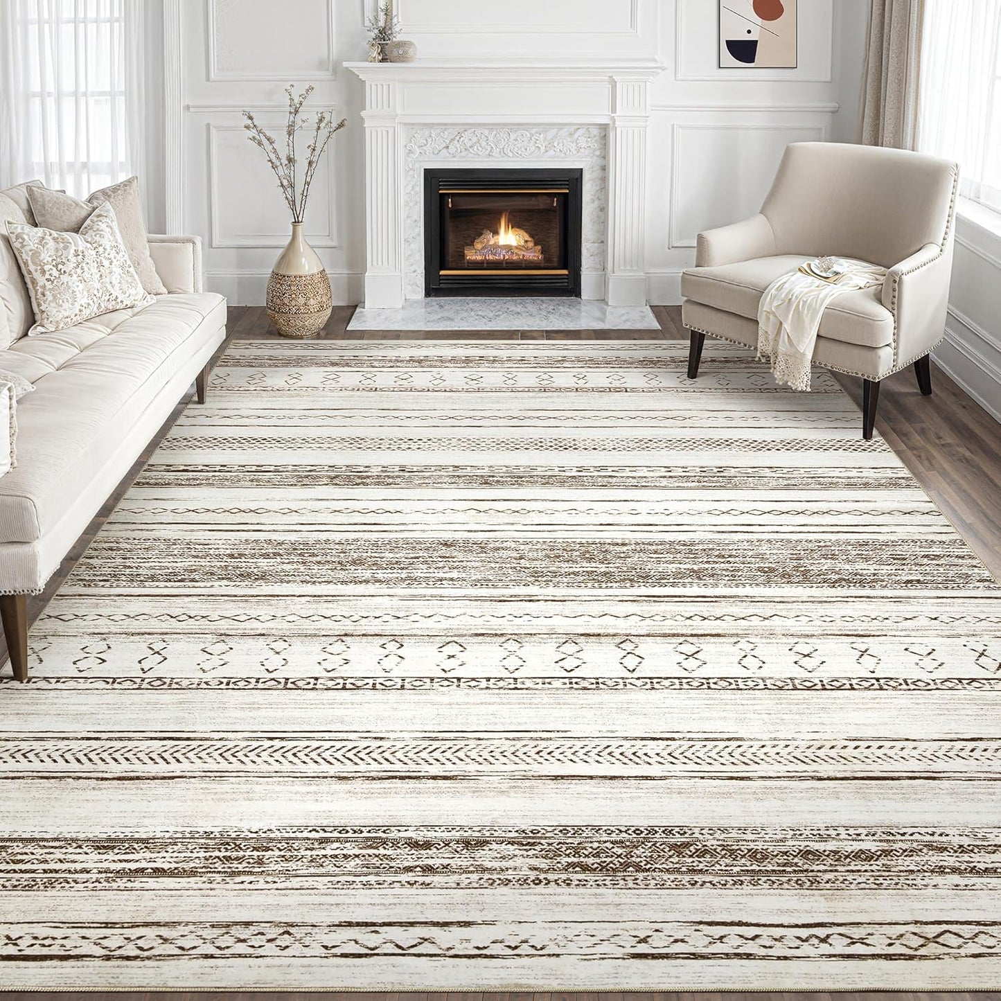 Tortania Area Rug - 8x10 Washable Soft Boho Moroccan Carpet