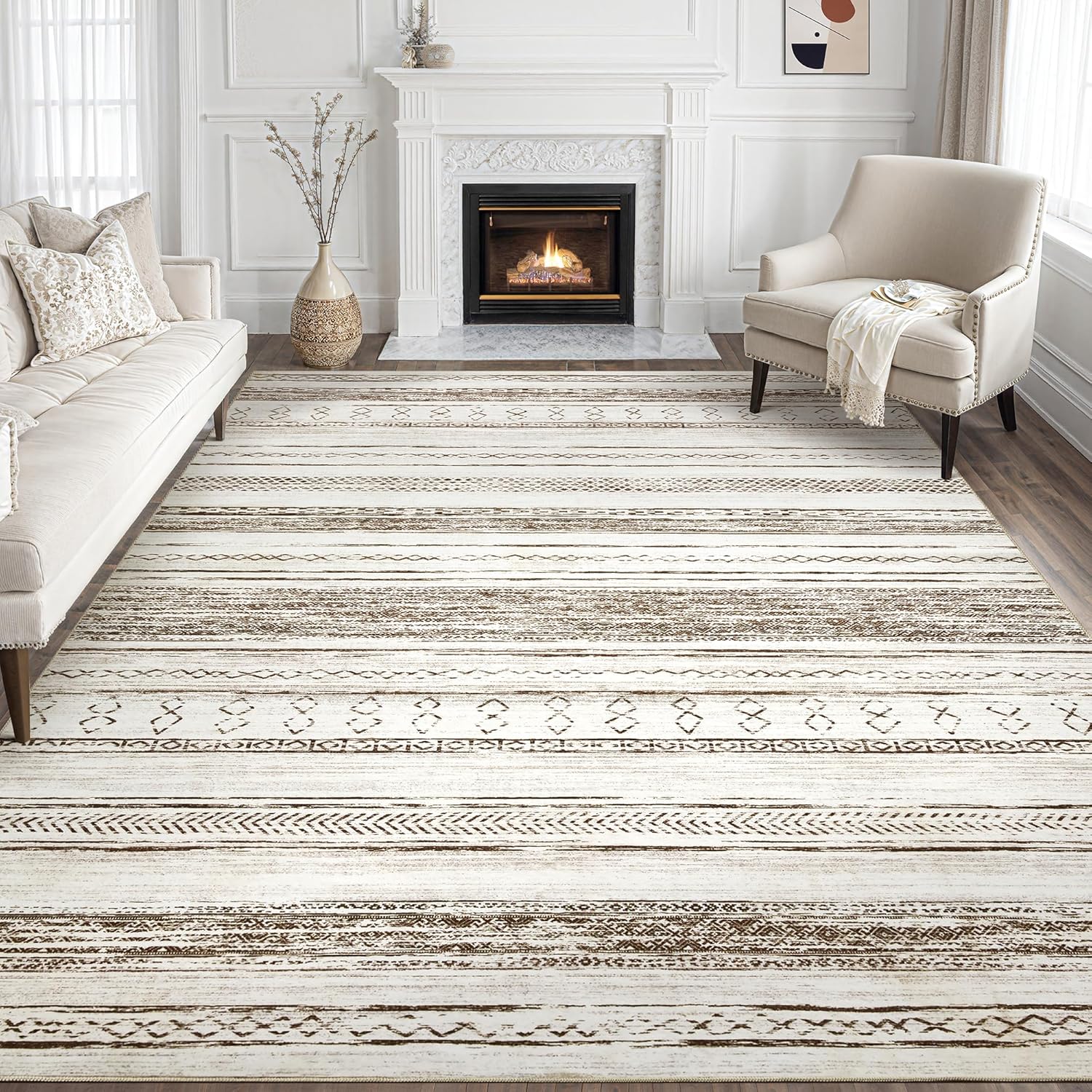 Tortania Area Rug - 8x10 Washable Soft Boho Moroccan Carpet