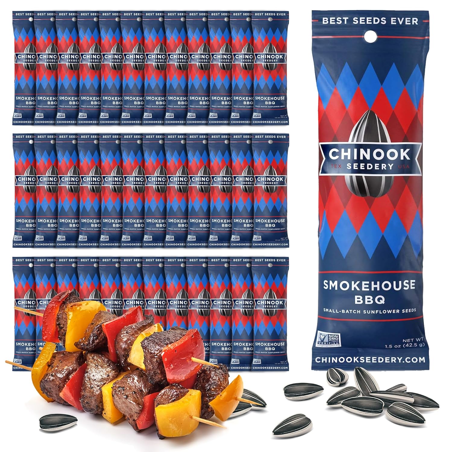 Chinook Seedery Smokehouse BBQ Low Sodium Sunflower Seeds Snack