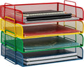 Mind Reader Stackable Paper Tray Classroom Organizer - Colorful 4-Pack