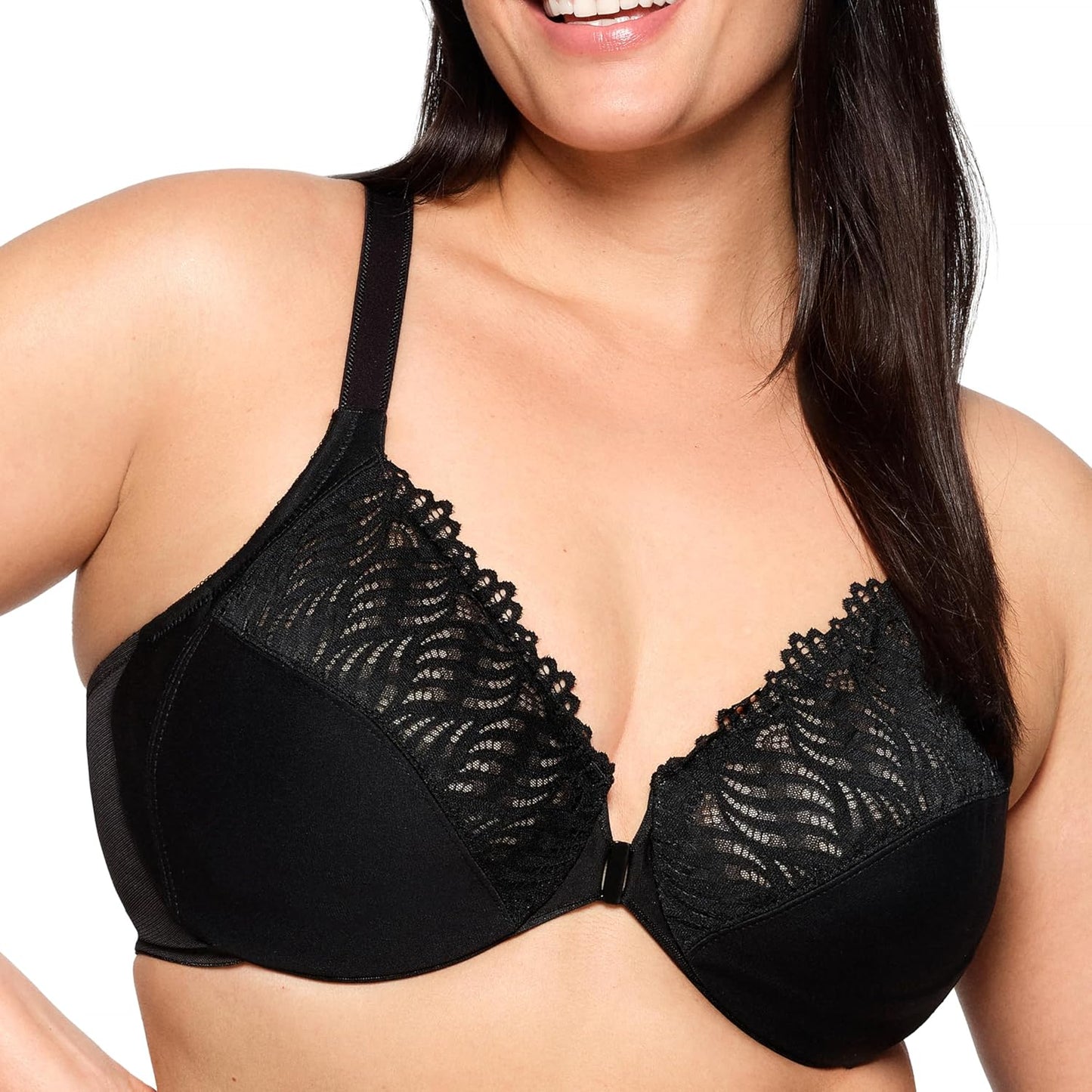 Glamorise Womens Front-Close T-Back Wonderwire Underwire Bra