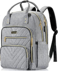 Laptop Backpack for Women Men 17.3 in - Quilted Grey Work Bag