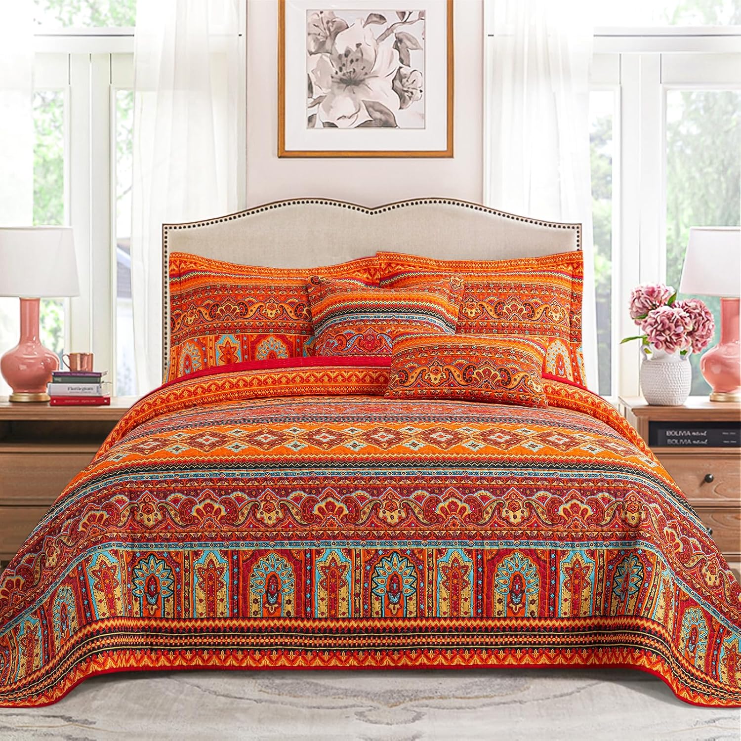 VAPUTAR Quilt California King Size Bedding Set for Cozy Comfort