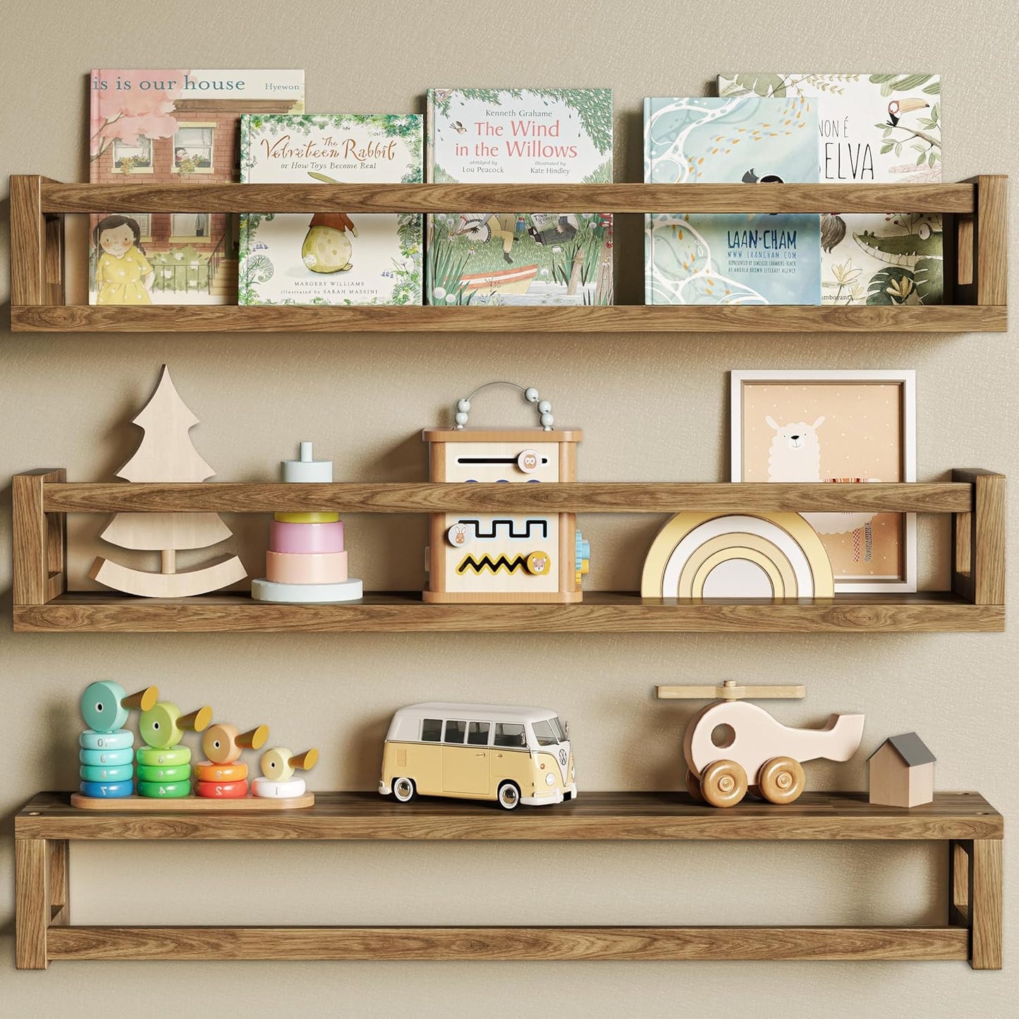 Upgraded Thick Floating Shelves for Kids and Nursery Decor