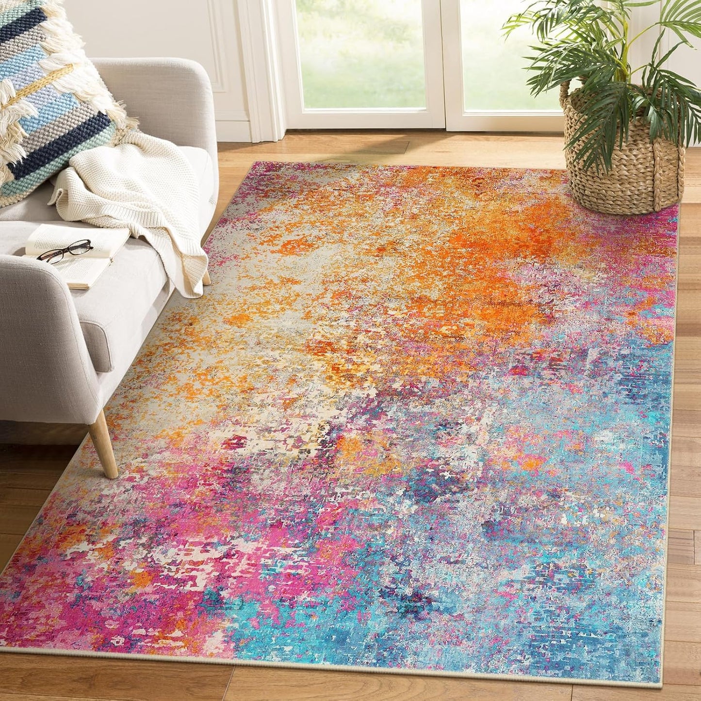 Modern Abstract Area Rug - Colorful Soft Indoor Floor Carpet