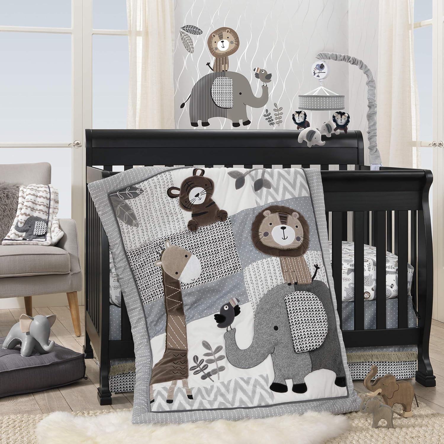 Lambs & Ivy Urban Jungle 4-Piece Crib Bedding Set for Nursery