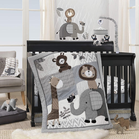 Lambs & Ivy Urban Jungle 4-Piece Crib Bedding Set for Nursery