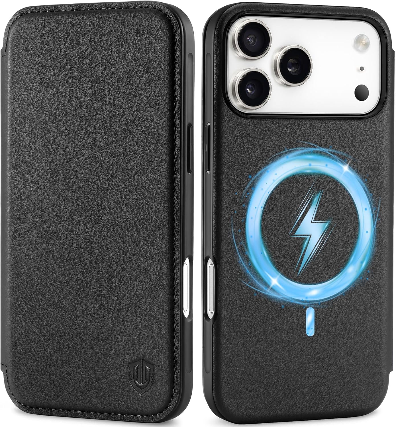 SHIELDON Slim Wallet Case for iPhone 17 Pro Max - Black Leather