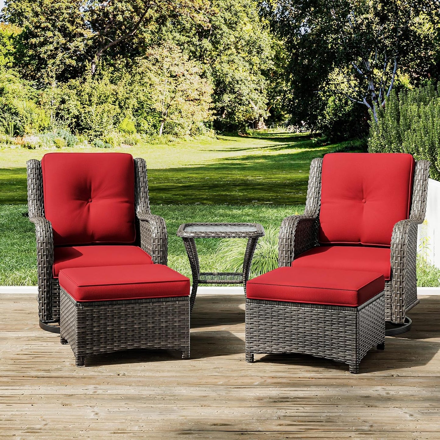 Joyside 5 Piece Outdoor Patio Furniture Set with Swivel Rockers