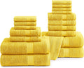 LANE LINEN 100% Cotton Large Bathroom Towel Set - 18-Piece Sunny