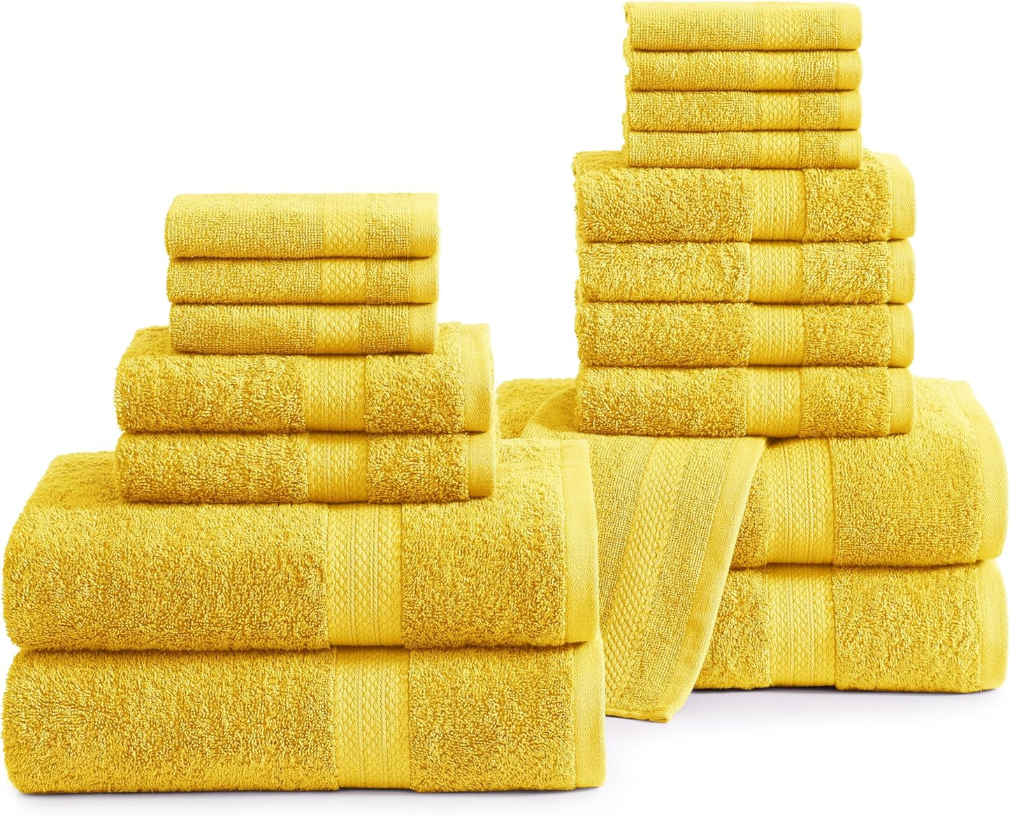 100% Cotton Large Bathroom Towel Set - 18-Piece Collection