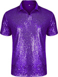Men's Relaxed Short Sleeve Turndown Sequin Polo Shirt - Disco Ready