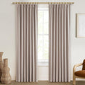 Living Room Curtains 84 in Tan Beige Pinch Pleated Linen - Total