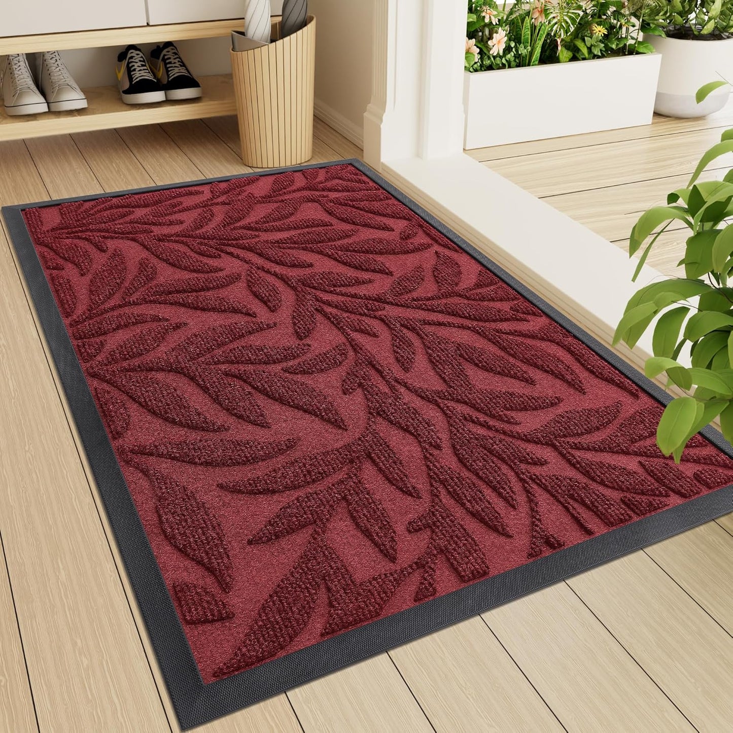 Smiry Front Door Mat Heavy Duty Natural Rubber for All Weather