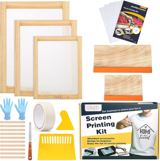 Caydo Screen Printing Starter Kit with Frames and Squeegees