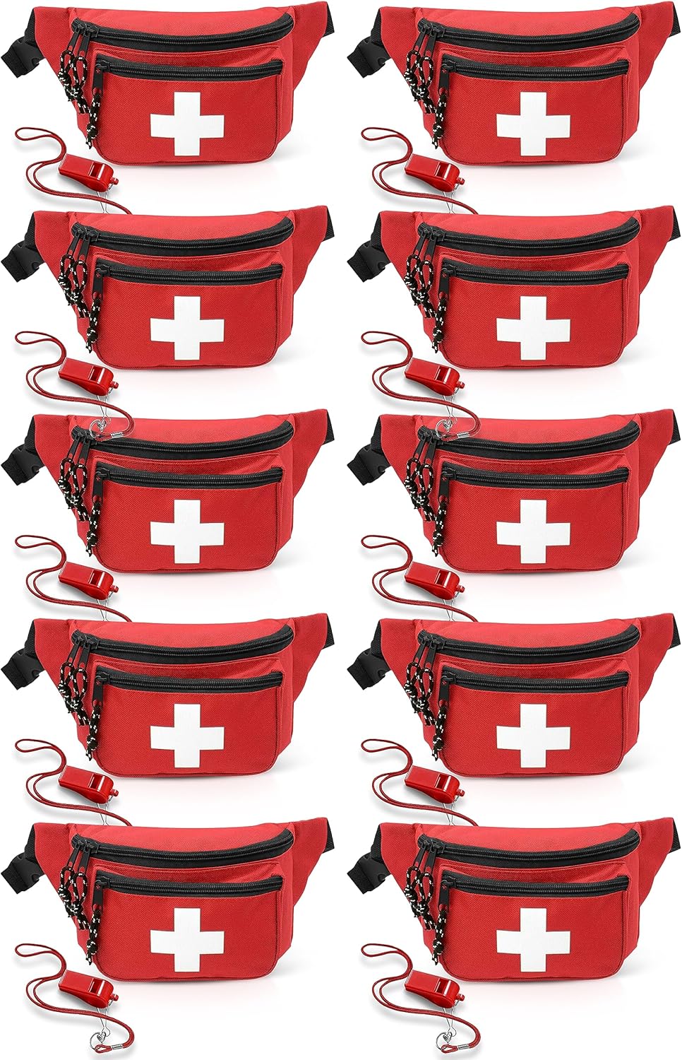 Lifeguard Fanny Pack Red with Whistle Lanyard for Emergencies
