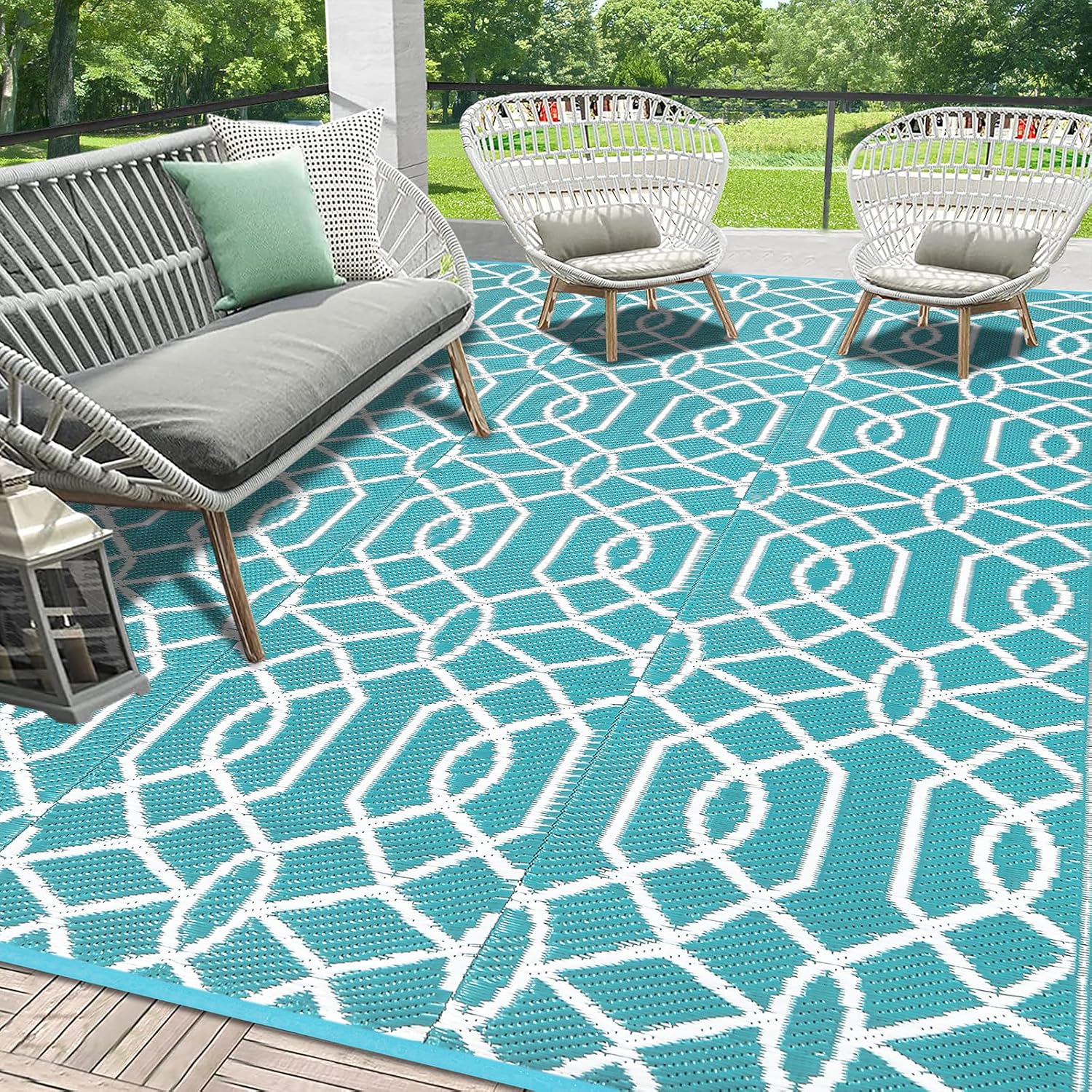 HEBE Outdoor Rug Waterproof 8x10 for Patio, Deck, and RV