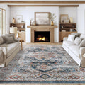 Washable Rug 8x10 Area Rug Navy - Stain Resistant, Non-Slip