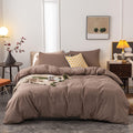 Washed Cotton Duvet Cover Full - Ultra Soft 100% Cotton Coffee