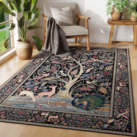 Vibrant Tree of Life Area Rug 4x6 for Kids Room and Office