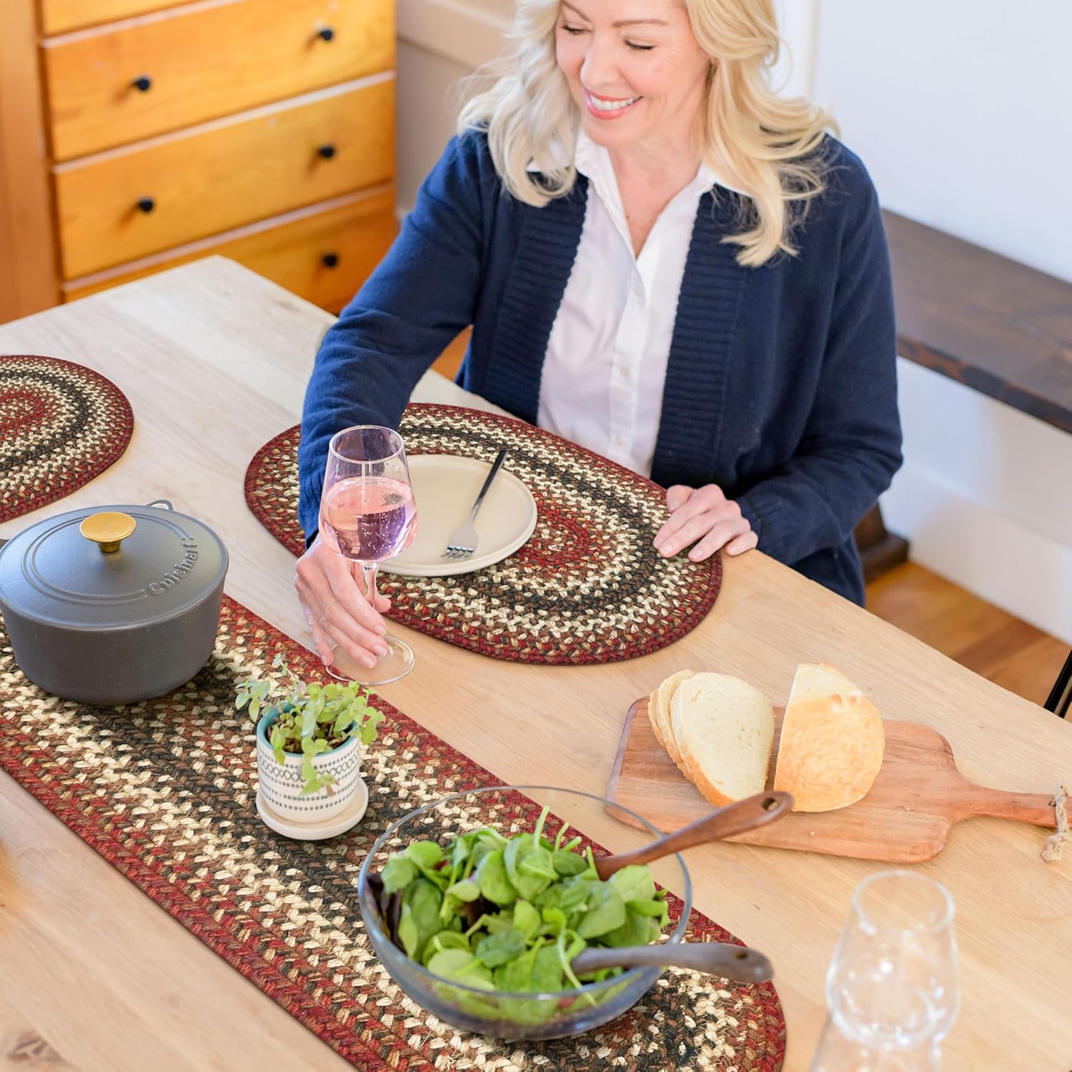 Chester Braided Oval Table Runner for Rustic Lodge Decor