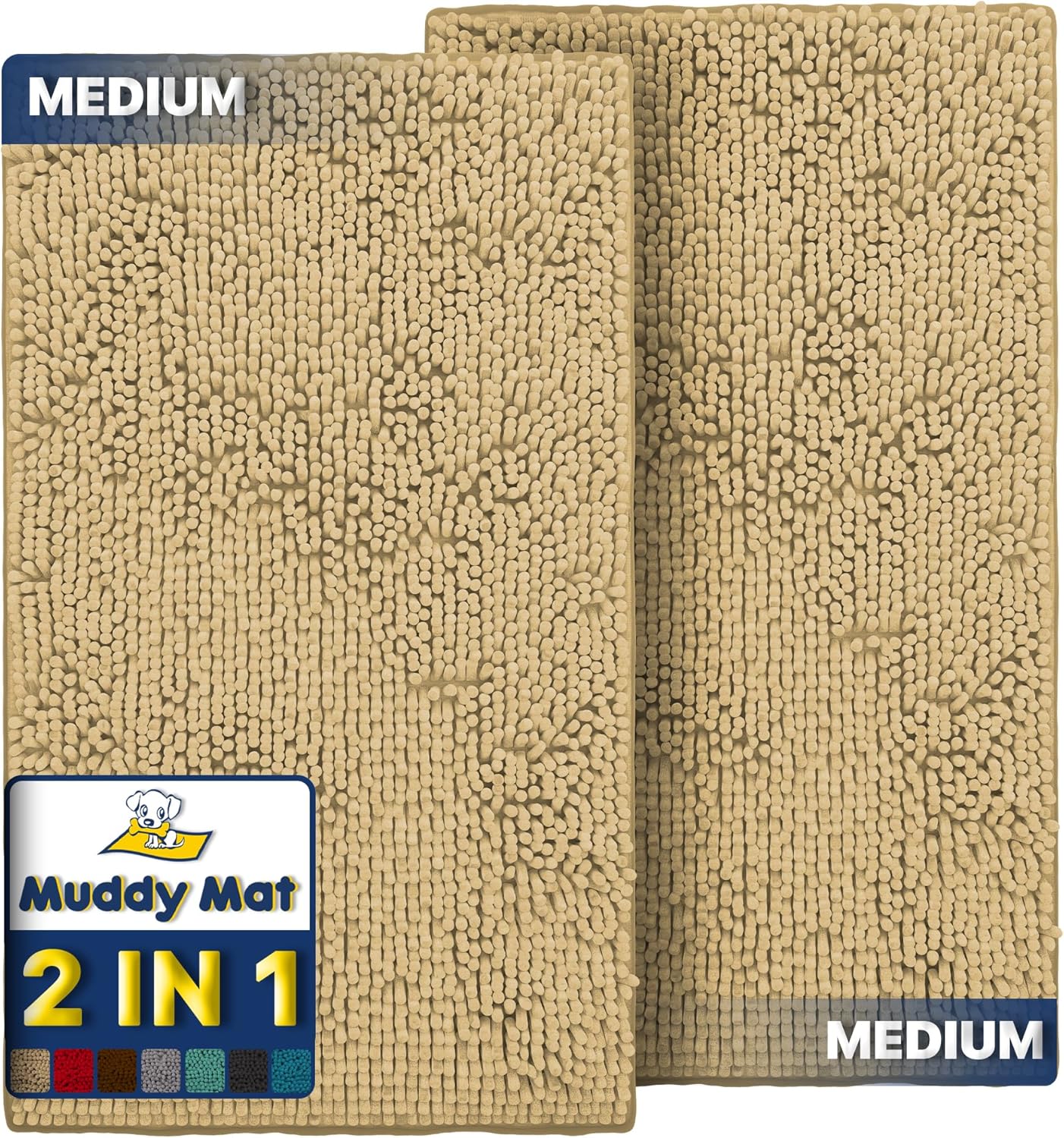 Muddy Mat 2-Piece Beige Microfiber Door Mat for All Spaces