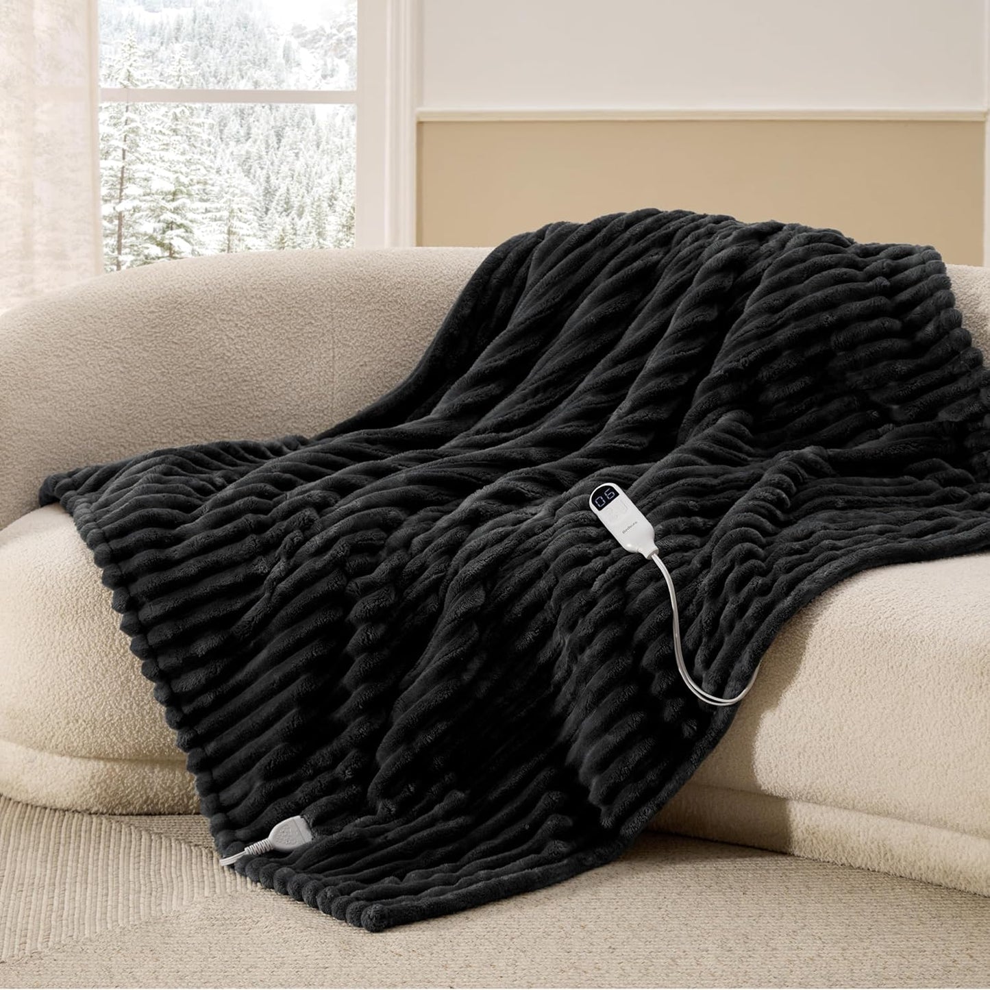 Bedsure Heated Blanket Electric Throw - Cozy Flannel Comfort