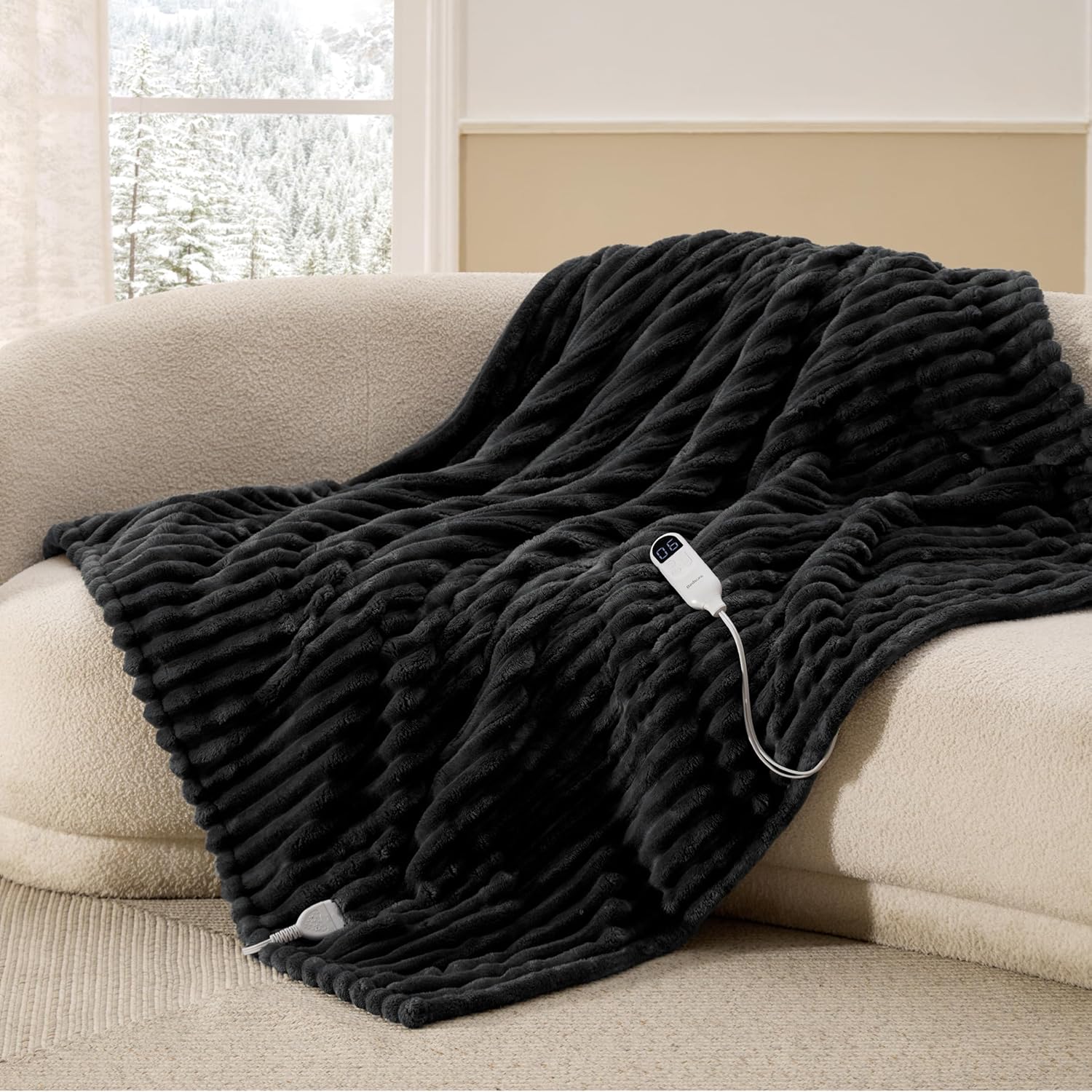 Bedsure Heated Blanket Electric Throw - Cozy Flannel Comfort