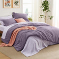 Bedsure Full Size Comforter Set - 7 Piece Grayish Purple Bedding Set
