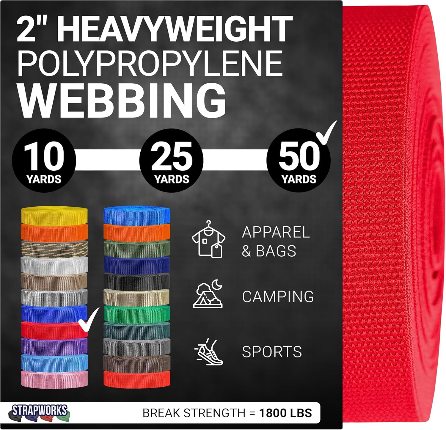 Heavyweight Polypropylene Webbing for Outdoor DIY Gear Repair